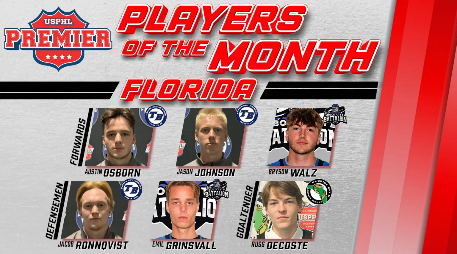 USPHL Premier Florida Division Players Of The Month: December 2024 USPHL Premier Florida Division Players Of The Month: December 2024