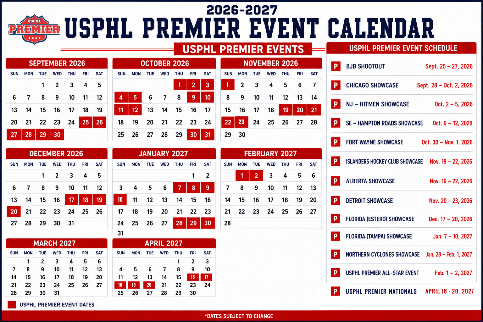Premier 2026-27 Events